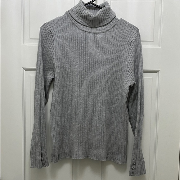 Croft & Barrow Gray Ribbed Cotton Blend Turtle Neck Sweater - Size XL - Picture 1 of 13